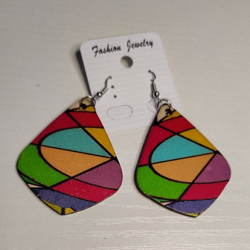 Colorful Geometric Wooden Earrings